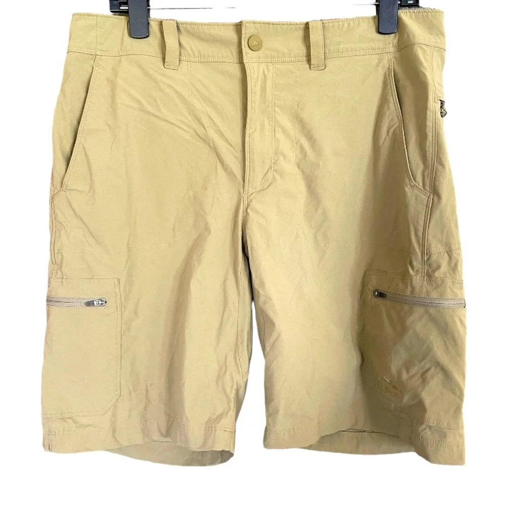 L.L.Bean‎ Mens Tan Cargo Performance Stretch Shorts 34